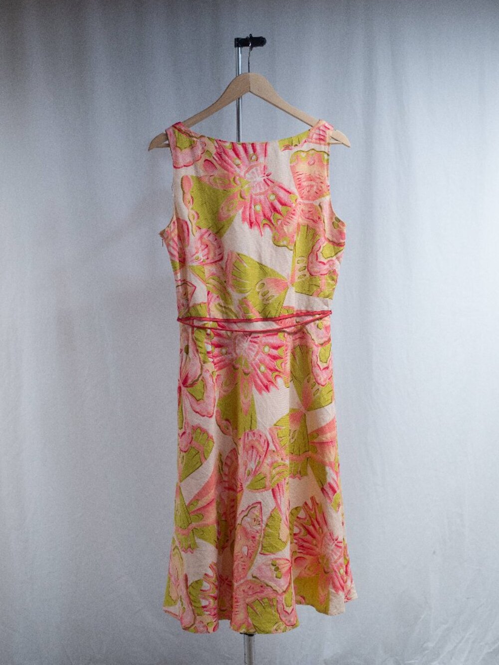 Adrianna Papell Linen Blend Butterfly Cocktail Midi Dress - Picture 5 of 7